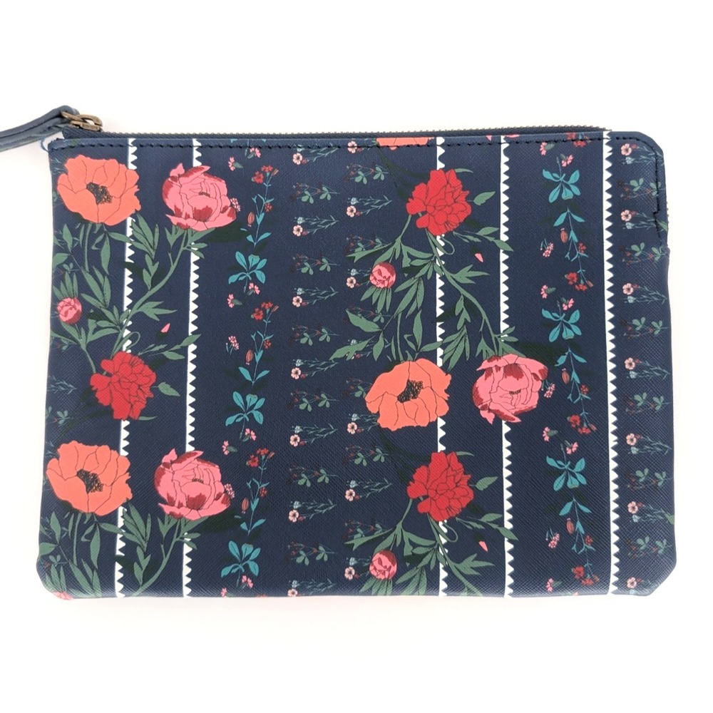 Anthropologie Floral Zip Pouch Cosmetic Bag Boho Artsy Vegan‎ Cottage Festival